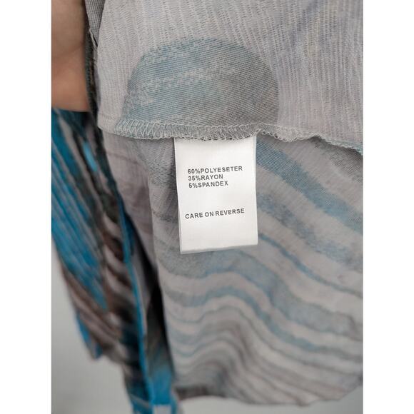 Kamana Blue Brown Textured Stripe Dot Button Front Jacket Medium Artsy Tunic - Picture 5 of 6